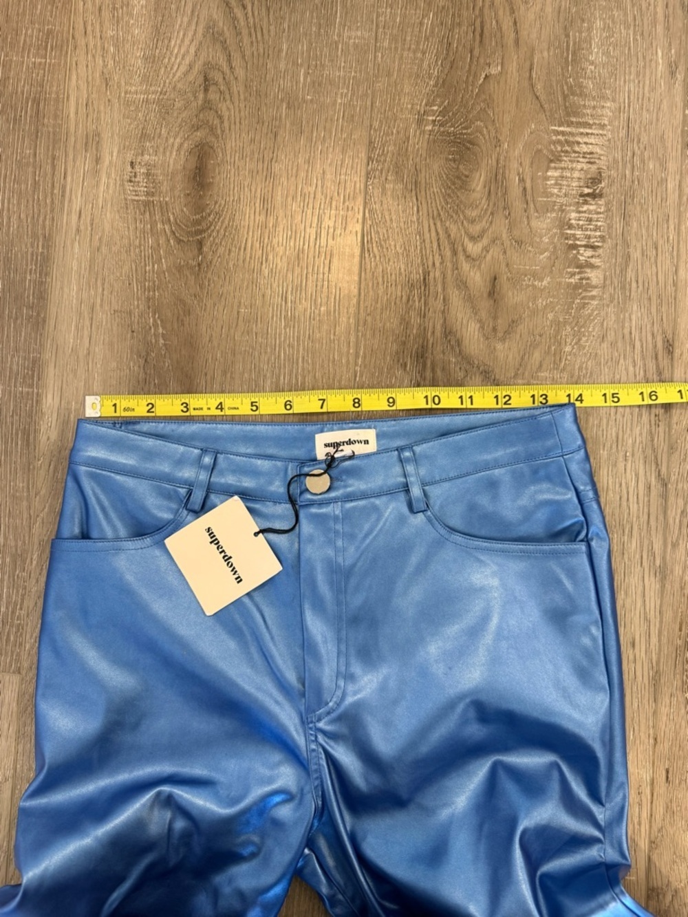 NWT Super Down Blue Faux Leather Pants - Picture 6 of 6